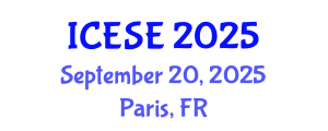 International Conference on Environmental Sciences and Engineering (ICESE) September 20, 2025 - Paris, France