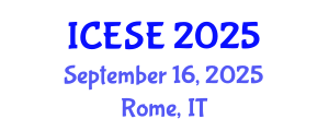 International Conference on Environmental Sciences and Engineering (ICESE) September 16, 2025 - Rome, Italy