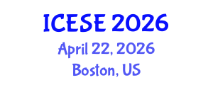 International Conference on Environmental Sciences and Engineering (ICESE) April 22, 2026 - Boston, United States