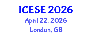 International Conference on Environmental Sciences and Engineering (ICESE) April 22, 2026 - London, United Kingdom