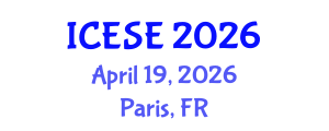 International Conference on Environmental Sciences and Engineering (ICESE) April 19, 2026 - Paris, France