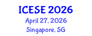 International Conference on Environmental Sciences and Engineering (ICESE) April 27, 2026 - Singapore, Singapore International Conference on Environmental Sciences and Engineering (ICESE) April 27, 2026 - Singapore, Singapore