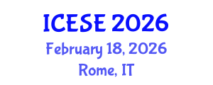 International Conference on Environmental Sciences and Engineering (ICESE) February 18, 2026 - Rome, Italy