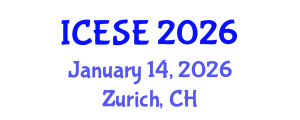 International Conference on Environmental Sciences and Engineering (ICESE) January 14, 2026 - Zurich, Switzerland