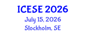 International Conference on Environmental Sciences and Engineering (ICESE) July 15, 2026 - Stockholm, Sweden