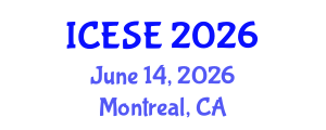 International Conference on Environmental Sciences and Engineering (ICESE) June 14, 2026 - Montreal, Canada