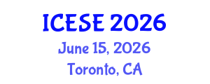 International Conference on Environmental Sciences and Engineering (ICESE) June 15, 2026 - Toronto, Canada