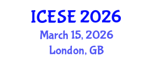 International Conference on Environmental Sciences and Engineering (ICESE) March 15, 2026 - London, United Kingdom
