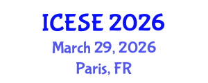 International Conference on Environmental Sciences and Engineering (ICESE) March 29, 2026 - Paris, France