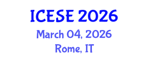 International Conference on Environmental Sciences and Engineering (ICESE) March 04, 2026 - Rome, Italy