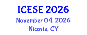 International Conference on Environmental Sciences and Engineering (ICESE) November 04, 2026 - Nicosia, Cyprus International Conference on Environmental Sciences and Engineering (ICESE) November 04, 2026 - Nicosia, Cyprus