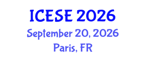 International Conference on Environmental Sciences and Engineering (ICESE) September 20, 2026 - Paris, France