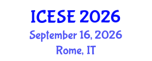 International Conference on Environmental Sciences and Engineering (ICESE) September 16, 2026 - Rome, Italy