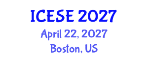 International Conference on Environmental Sciences and Engineering (ICESE) April 22, 2027 - Boston, United States International Conference on Environmental Sciences and Engineering (ICESE) April 22, 2027 - Boston, United States