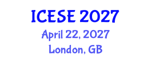 International Conference on Environmental Sciences and Engineering (ICESE) April 22, 2027 - London, United Kingdom International Conference on Environmental Sciences and Engineering (ICESE) April 22, 2027 - London, United Kingdom