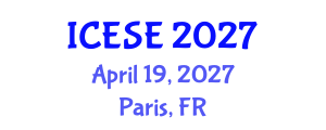 International Conference on Environmental Sciences and Engineering (ICESE) April 19, 2027 - Paris, France International Conference on Environmental Sciences and Engineering (ICESE) April 19, 2027 - Paris, France