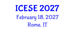 International Conference on Environmental Sciences and Engineering (ICESE) February 18, 2027 - Rome, Italy International Conference on Environmental Sciences and Engineering (ICESE) February 18, 2027 - Rome, Italy