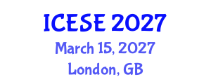 International Conference on Environmental Sciences and Engineering (ICESE) March 15, 2027 - London, United Kingdom International Conference on Environmental Sciences and Engineering (ICESE) March 15, 2027 - London, United Kingdom