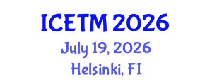 International Conference on Ethnomedicine and Traditional Medicine (ICETM) July 19, 2026 - Helsinki, Finland