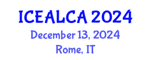International Conference on Exergy Analysis and Life Cycle Assessment (ICEALCA) December 13, 2024 - Rome, Italy
