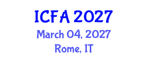 International Conference on Finance and Accounting (ICFA) March 04, 2027 - Rome, Italy International Conference on Finance and Accounting (ICFA) March 04, 2027 - Rome, Italy