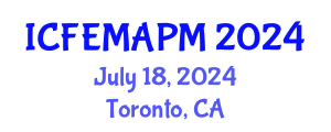 International Conference on Finance, Empirical Methods and Asset Pricing Models (ICFEMAPM) July 18, 2024 - Toronto, Canada