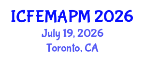 International Conference on Finance, Empirical Methods and Asset Pricing Models (ICFEMAPM) July 19, 2026 - Toronto, Canada