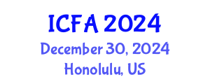 International Conference on Fisheries and Aquaculture (ICFA) December 30, 2024 - Honolulu, United States