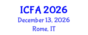 International Conference on Fisheries and Aquaculture (ICFA) December 13, 2026 - Rome, Italy International Conference on Fisheries and Aquaculture (ICFA) December 13, 2026 - Rome, Italy