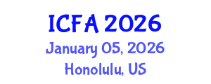International Conference on Fisheries and Aquaculture (ICFA) January 05, 2026 - Honolulu, United States International Conference on Fisheries and Aquaculture (ICFA) January 05, 2026 - Honolulu, United States