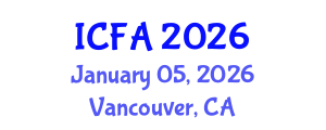 International Conference on Fisheries and Aquaculture (ICFA) January 05, 2026 - Vancouver, Canada International Conference on Fisheries and Aquaculture (ICFA) January 05, 2026 - Vancouver, Canada
