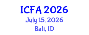 International Conference on Fisheries and Aquaculture (ICFA) July 15, 2026 - Bali, Indonesia International Conference on Fisheries and Aquaculture (ICFA) July 15, 2026 - Bali, Indonesia