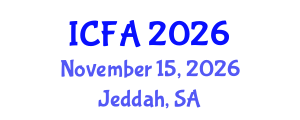 International Conference on Fisheries and Aquaculture (ICFA) November 15, 2026 - Jeddah, Saudi Arabia International Conference on Fisheries and Aquaculture (ICFA) November 15, 2026 - Jeddah, Saudi Arabia