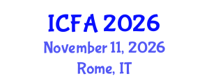 International Conference on Fisheries and Aquaculture (ICFA) November 11, 2026 - Rome, Italy International Conference on Fisheries and Aquaculture (ICFA) November 11, 2026 - Rome, Italy