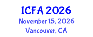 International Conference on Fisheries and Aquaculture (ICFA) November 15, 2026 - Vancouver, Canada International Conference on Fisheries and Aquaculture (ICFA) November 15, 2026 - Vancouver, Canada