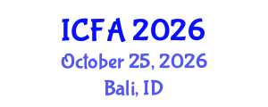 International Conference on Fisheries and Aquaculture (ICFA) October 25, 2026 - Bali, Indonesia International Conference on Fisheries and Aquaculture (ICFA) October 25, 2026 - Bali, Indonesia