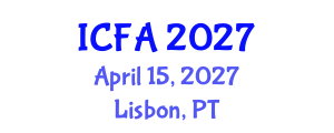 International Conference on Fisheries and Aquaculture (ICFA) April 15, 2027 - Lisbon, Portugal International Conference on Fisheries and Aquaculture (ICFA) April 15, 2027 - Lisbon, Portugal