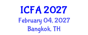 International Conference on Fisheries and Aquaculture (ICFA) February 04, 2027 - Bangkok, Thailand International Conference on Fisheries and Aquaculture (ICFA) February 04, 2027 - Bangkok, Thailand