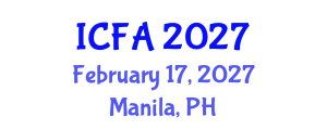 International Conference on Fisheries and Aquaculture (ICFA) February 17, 2027 - Manila, Philippines International Conference on Fisheries and Aquaculture (ICFA) February 17, 2027 - Manila, Philippines