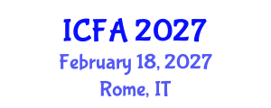 International Conference on Fisheries and Aquaculture (ICFA) February 18, 2027 - Rome, Italy International Conference on Fisheries and Aquaculture (ICFA) February 18, 2027 - Rome, Italy