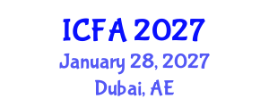 International Conference on Fisheries and Aquaculture (ICFA) January 28, 2027 - Dubai, United Arab Emirates International Conference on Fisheries and Aquaculture (ICFA) January 28, 2027 - Dubai, United Arab Emirates
