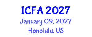 International Conference on Fisheries and Aquaculture (ICFA) January 09, 2027 - Honolulu, United States International Conference on Fisheries and Aquaculture (ICFA) January 09, 2027 - Honolulu, United States