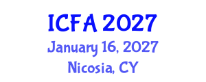 International Conference on Fisheries and Aquaculture (ICFA) January 16, 2027 - Nicosia, Cyprus International Conference on Fisheries and Aquaculture (ICFA) January 16, 2027 - Nicosia, Cyprus