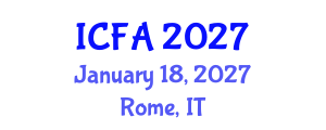 International Conference on Fisheries and Aquaculture (ICFA) January 18, 2027 - Rome, Italy International Conference on Fisheries and Aquaculture (ICFA) January 18, 2027 - Rome, Italy