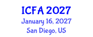 International Conference on Fisheries and Aquaculture (ICFA) January 16, 2027 - San Diego, United States International Conference on Fisheries and Aquaculture (ICFA) January 16, 2027 - San Diego, United States