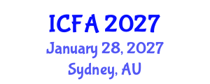 International Conference on Fisheries and Aquaculture (ICFA) January 28, 2027 - Sydney, Australia International Conference on Fisheries and Aquaculture (ICFA) January 28, 2027 - Sydney, Australia