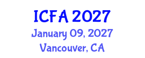 International Conference on Fisheries and Aquaculture (ICFA) January 09, 2027 - Vancouver, Canada International Conference on Fisheries and Aquaculture (ICFA) January 09, 2027 - Vancouver, Canada