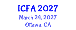 International Conference on Fisheries and Aquaculture (ICFA) March 24, 2027 - Ottawa, Canada International Conference on Fisheries and Aquaculture (ICFA) March 24, 2027 - Ottawa, Canada
