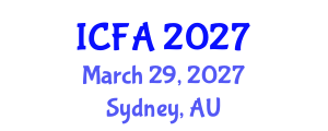 International Conference on Fisheries and Aquaculture (ICFA) March 29, 2027 - Sydney, Australia International Conference on Fisheries and Aquaculture (ICFA) March 29, 2027 - Sydney, Australia