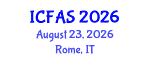 International Conference on Fisheries and Aquatic Sciences (ICFAS) August 23, 2026 - Rome, Italy International Conference on Fisheries and Aquatic Sciences (ICFAS) August 23, 2026 - Rome, Italy